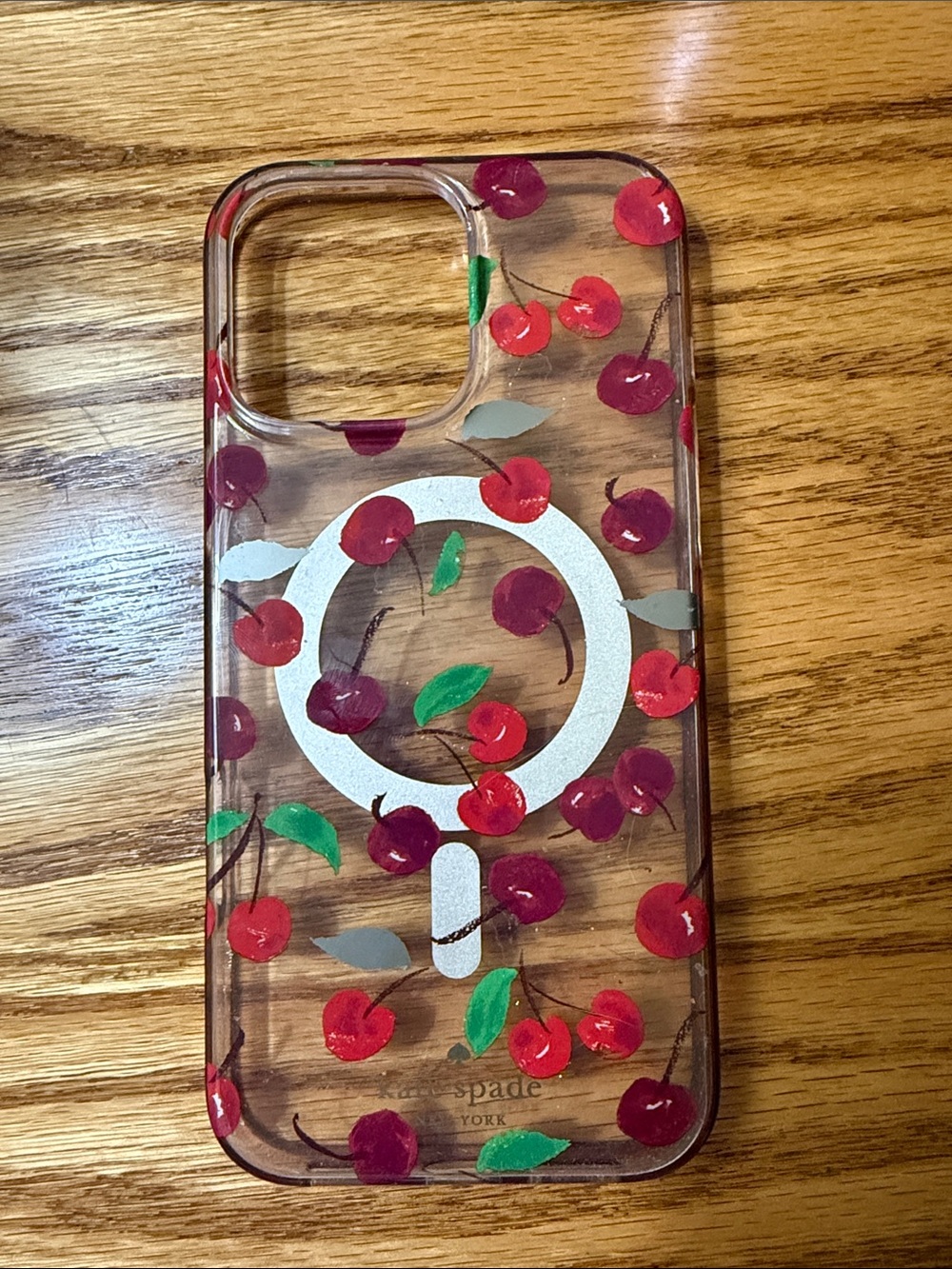 kate spade Clear Cherry MagSafe iPhone Case with Red and Green Accents